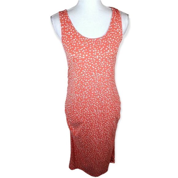 INGRID & ISABEL MATERNITY PEACH/ORANGE & WHITE DRESS SZ.M EUC - Picture 1 of 8